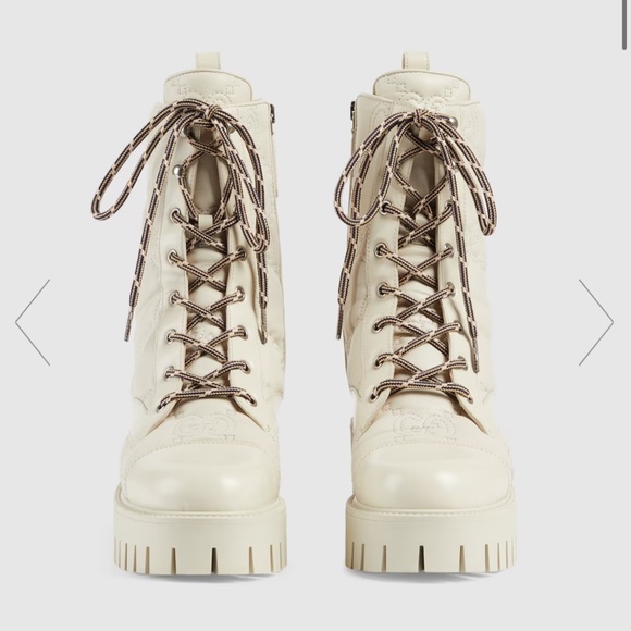 GUCCI WOMEN'S GG MATELASSÉ LACE-UP BOOT - Picture 3 of 5